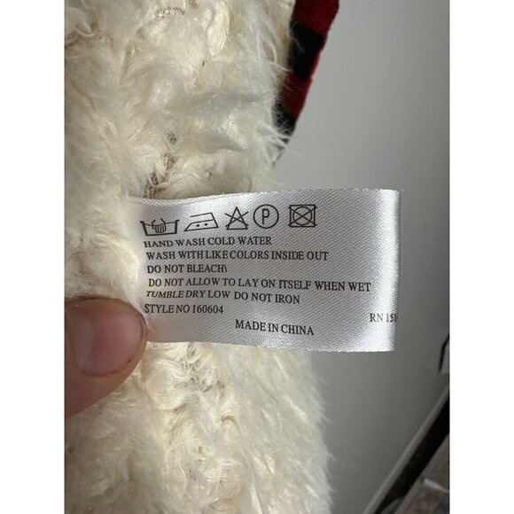 Faux Fur Buffalo Check Plaid Flannel Sherpa Open Vest Wonens S Cabin Rustic Cozy - Picture 5 of 9